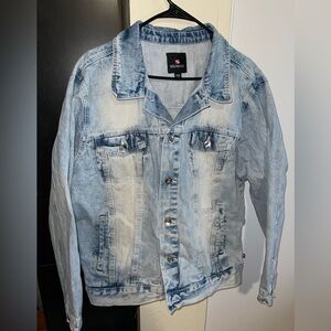 Southpole Men's XXL Jean Jacket Light Sand Blue Wash Trucker Relaxed Fit Denim